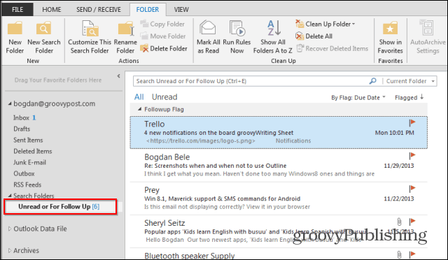 Outlook 2013: Kuinka käyttää hakukansioita sähköpostin löytämiseen nopeasti!