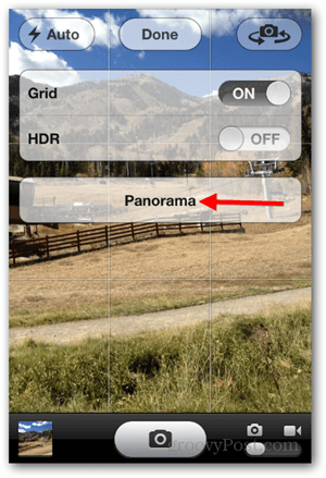 Ota iPhone iOS Panoramic Photo - napauta Panorama
