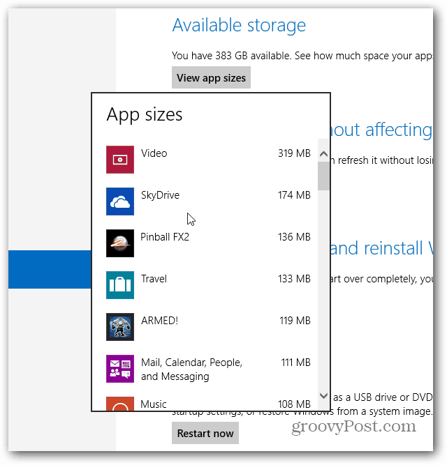 Windows-sovelluskoot näytetään