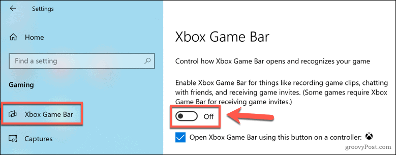 Xbox-pelipalkin poistaminen käytöstä Windows 10: ssä