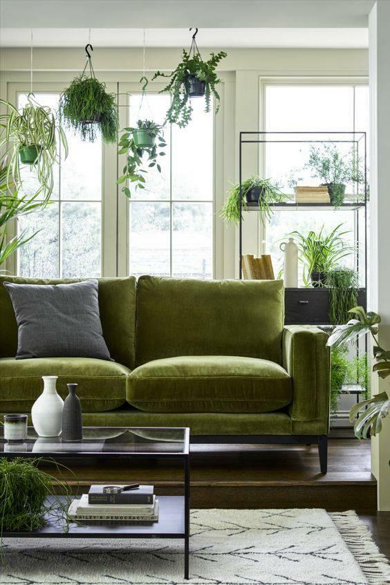 vihreän värinen kodin sisustus 