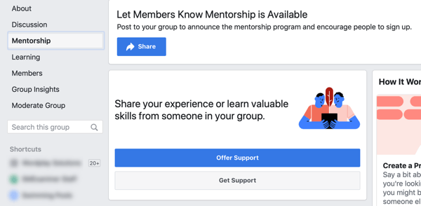 Kuinka parantaa Facebook-ryhmäyhteisösi, Facebook-ryhmän mentorointivaihtoehtoa ja esimerkkiä koontinäytöstä 