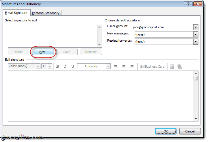Liitä käyntikortti Outlook 2010: n sähköposti-allekirjoitukseen
