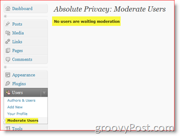 Absoluuttinen tietosuoja maltilliset käyttäjät - yksityinen WordPress-blogi-laajennus