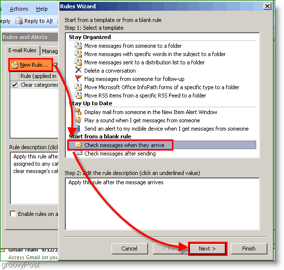 Outlook 2007 - Luo Outlook-sääntö sähköpostin saapuessa