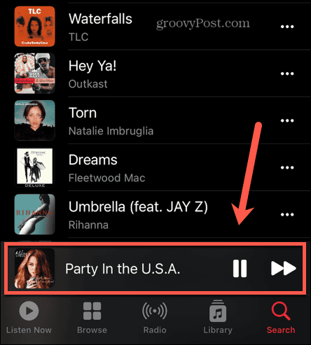 apple music nykyinen kappale