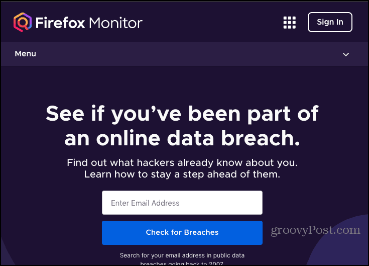 Sähköposti tai salasana hakkeroitu? Firefox-näyttö on siinä
