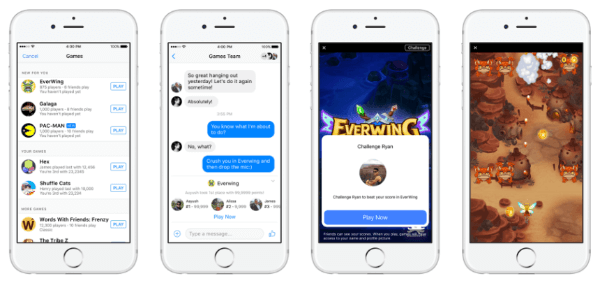 Facebook lanseerasi Instant Gamesin, uuden HTML5-alustan välisen pelikokemuksen, Messengerissä ja Facebook-uutissyötteessä sekä mobiililaitteille että Internetille.