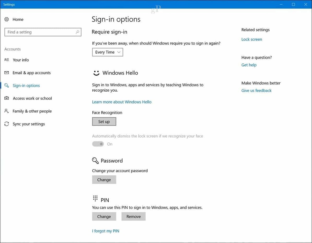 Windows Hello -kasvojentunnistuksen määrittäminen Windows 10:een kirjautumiseen