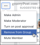 Facebook poistaa ryhmän jäsenen