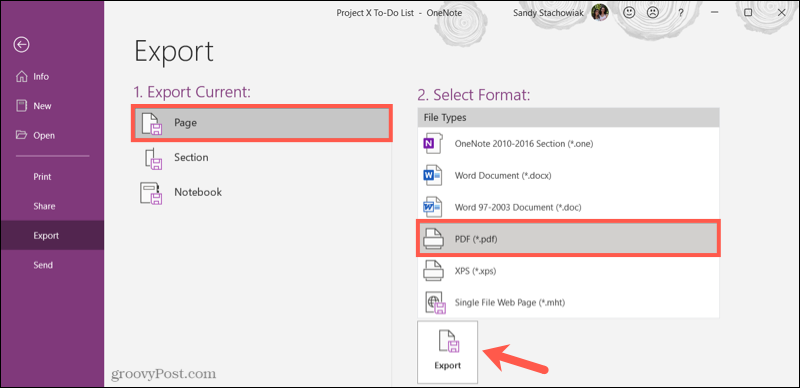 Tallenna PDF -muodossa OneNote -työpöytä