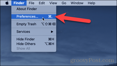 Avaa Finder Preferences Mac-tietokoneellasi