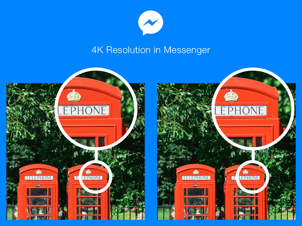 Facebook Messenger -käyttäjät tietyissä maissa voivat nyt lähettää ja vastaanottaa valokuvia 4K-tarkkuudella.