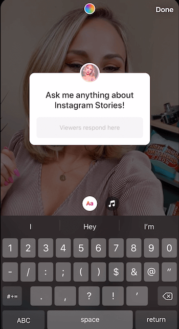 lisää kysymystarra Instagram-tarinaan
