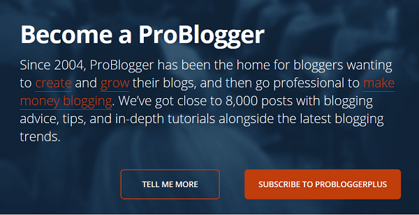 ProBloggerin kotisivu on erilainen verkkosivuston uusille kävijöille.