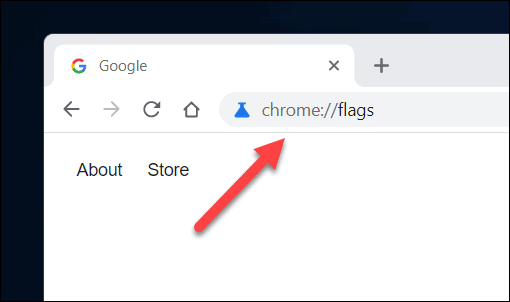 Chrome Flags -valikon avaaminen