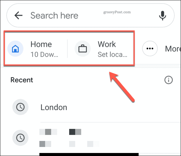 Google Mapsin koti- ja työosoitekuvakkeet