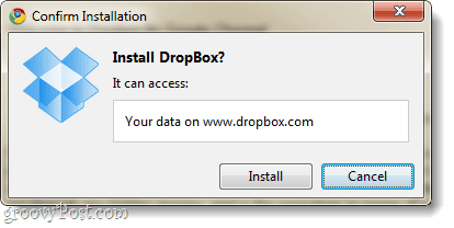 dropbox-laajennuksen on päästävä sisään dropbox.com-sivustoon