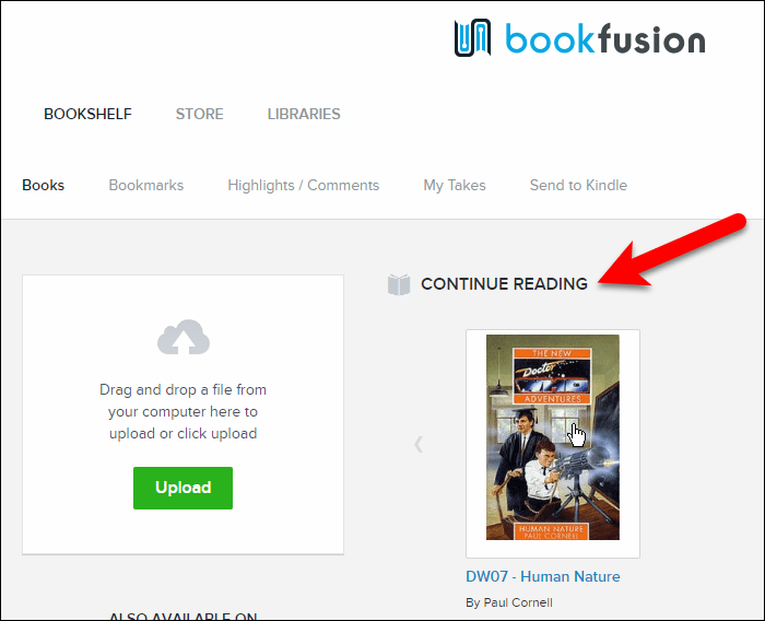 Jatka lukemista -osa BookFusion-kirjastossasi