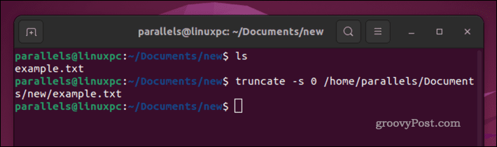 Linux-tiedoston tyhjennys komennolla truncate