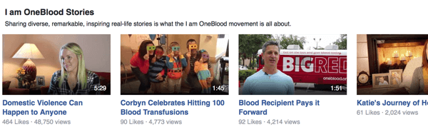 oneblood facebook-videoita