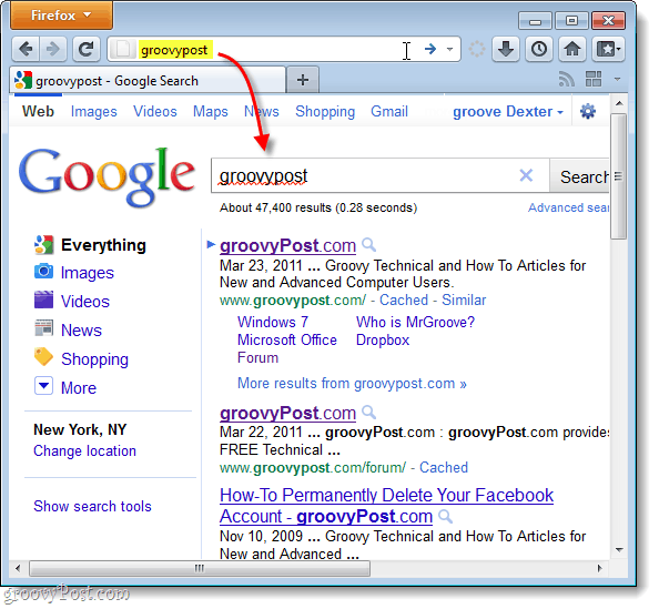etsi Google oletuksena Firefox 4: ssä