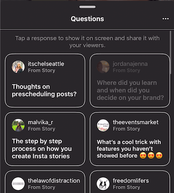 Kysymyksiä ja vastauksia Instagram-tarinoista