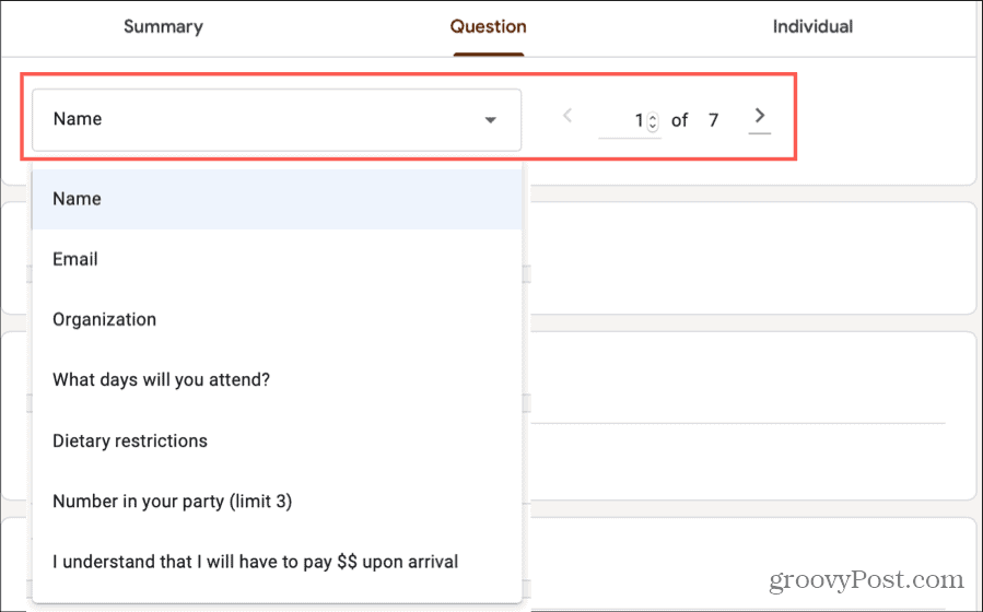 Google Forms Responses Select Question