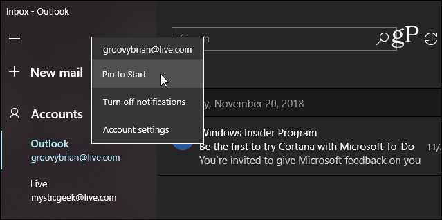 Napauta sähköposti Windows 10 Käynnistä sähköposti -sovellus