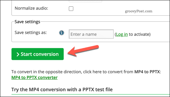 PPTX-tiedoston muuntaminen videoksi online-palvelun avulla