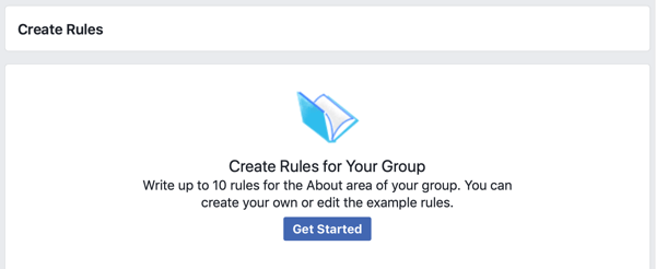 Kuinka parantaa Facebook-ryhmääsi, Facebook-vaihtoehto aloittaaksesi sääntöjen luomisen ryhmääsi varten