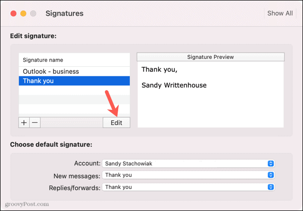 Muokkaa allekirjoitusta