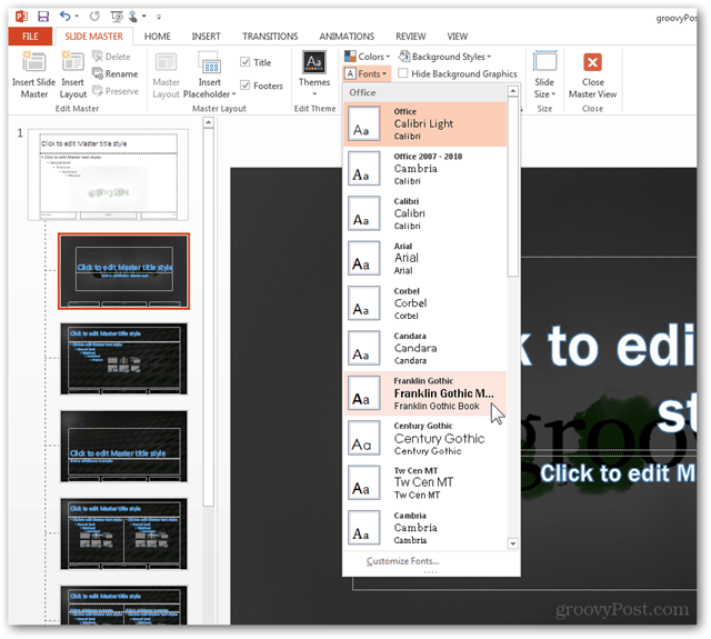 Office 2013 -malli Luo mukautetun suunnittelun tekeminen POTX: n mukauttaminen diojen dioille - opetusohjelma Kuinka liukua master-fontteja muuttaa kokoonpanoa 