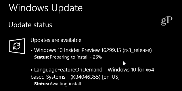 Windows 10 Build 16299-15 kumulatiivinen päivitys