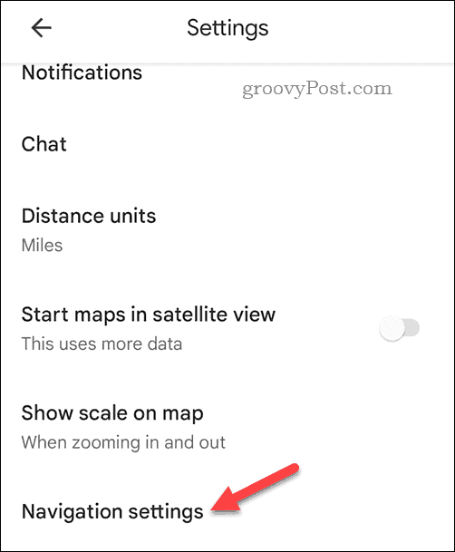 Avaa Google Mapsin mobiilinavigointiasetukset