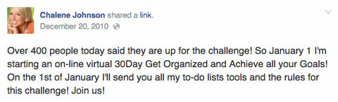 chalene johnson 30 päivän haaste facebook-viesti