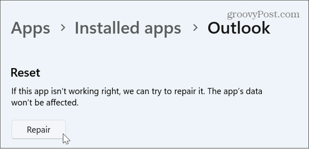Windows 11 -sovellusten korjaaminen tai nollaus