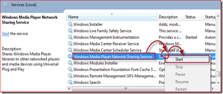 Käynnistä Windows Media Player 12 -palvelu