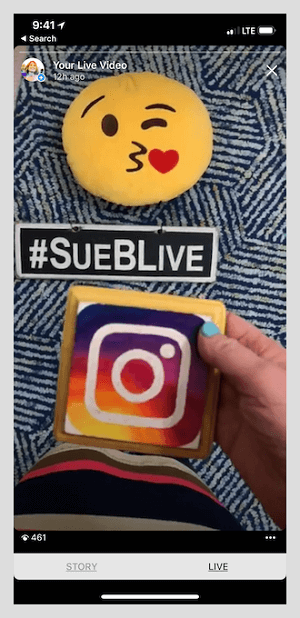 Sue saa paljon sitoutumista Instagram-tarinoiden kautta.
