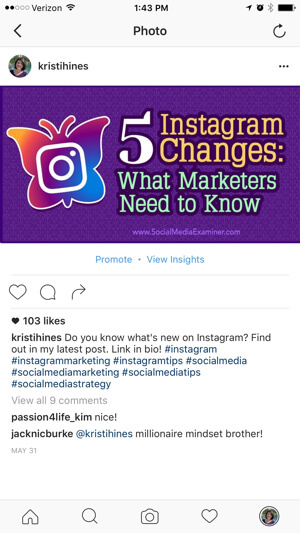 Instagram mainosta viesti