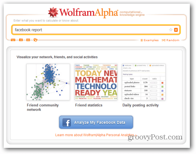 wolfram alfa facebook -raportti analysoi