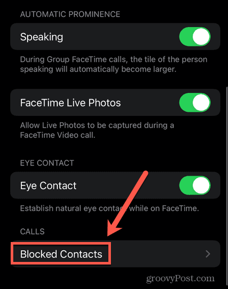 iphone facetime estäneet yhteystiedot