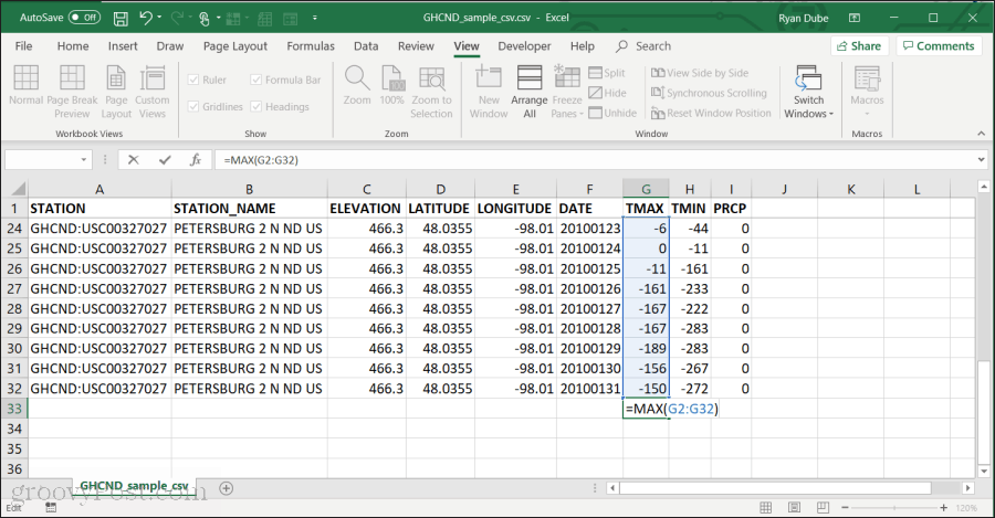 MAX-toiminnon käyttäminen Excelissä