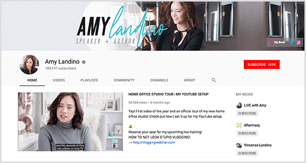 AmyTV on Amy Landinon uudistettu YouTube-kanava. Kanavasivulla on valokuvia Amystä ja video, jota hän käytti uudelleenkäynnistetyn kanavansa käynnistämiseen.