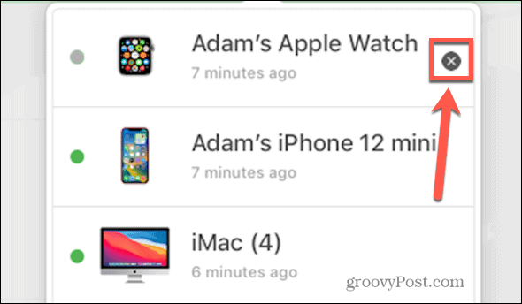 icloud poista Apple Watch x