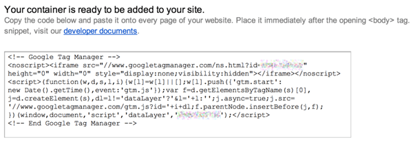 esimerkki google tag manager -koodinpätkästä