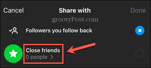 instagram valitse läheisiä ystäviä