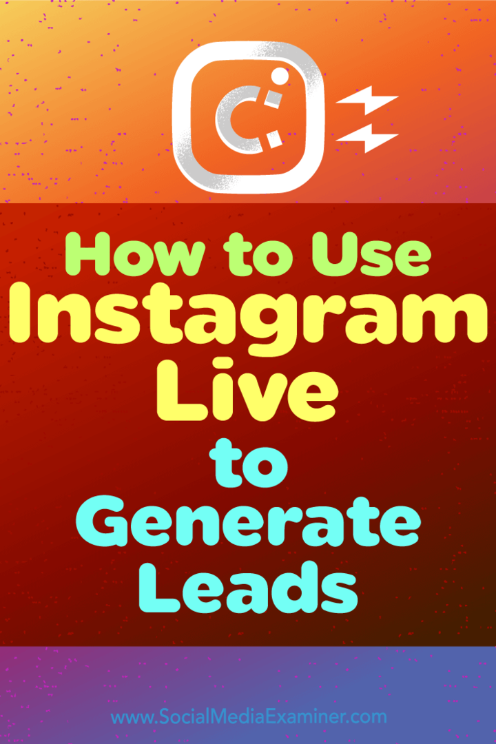 Kuinka käyttää Instagram Liveä liidien luomiseen: Sosiaalisen median tutkija