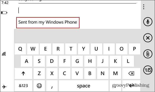 Windows Phone -sähköpostin allekirjoitus