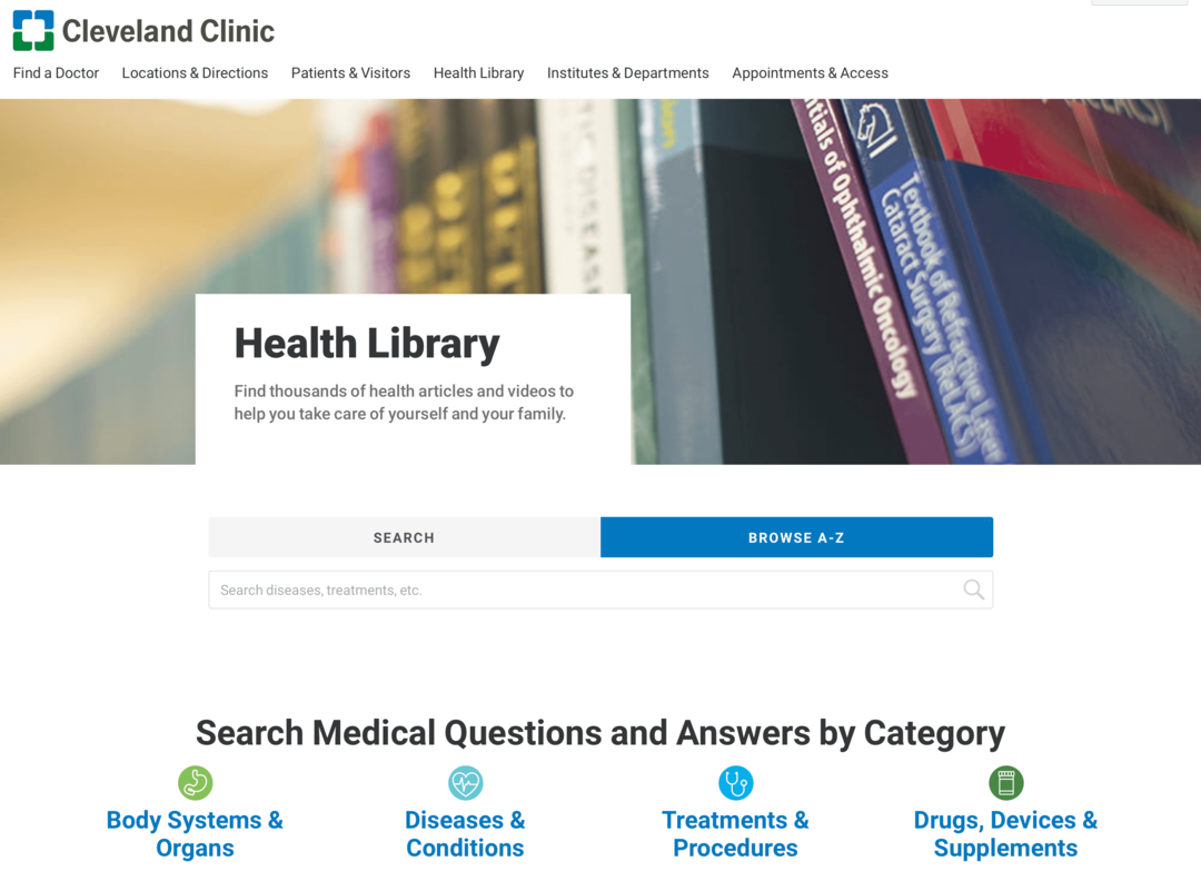 kuva Cleveland Clinic Health Library -sivustolta